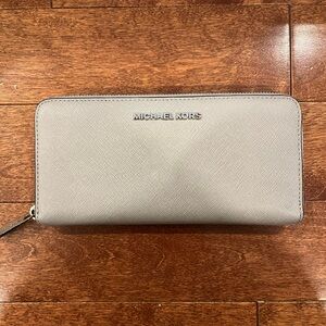 Michael Kors Light Gray Zip-Around Wallet